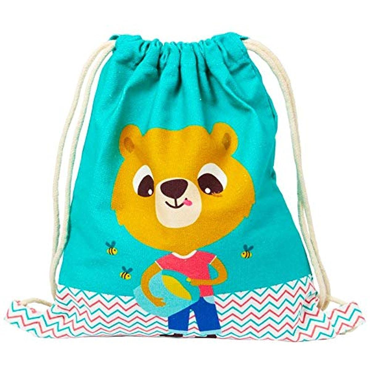 Draeger – Teddy Bear Backpack – 100% Cotton Fabric Bag – Ideal for Storing Toys or Snacks
