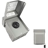 HIITIO 50 Amp NEMA 5-50R Power Outlet Box 125 Volt, Heavy Duty Lockable Weatherproof Outdoor Electrical Panel, Outdoor Receptacle for EV RV Generator Camper Trailer Motorhome, ETL Listed, HDS2-002