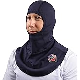 Black Stallion (AH1520-NV ARC-Rated Flame-Resistant Cotton Balaclava, Single Layer, Ergonomic Contoured Fit, Circular Neck Drape, One Size Fits Most, Blue
