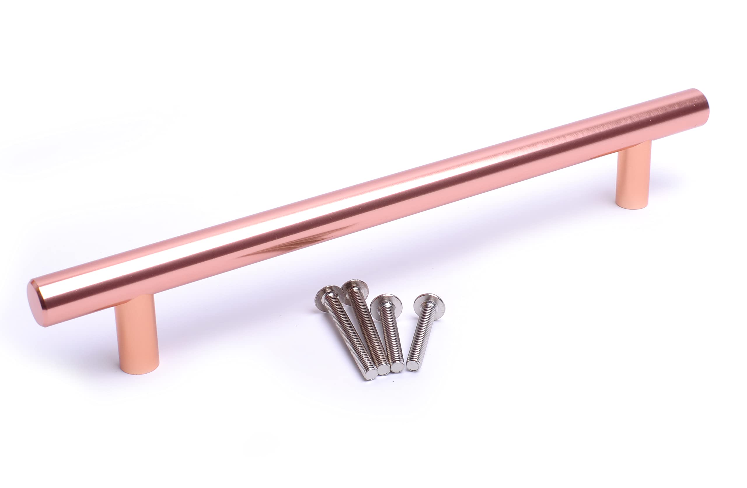 BSM Marketing Kitchen Cabinet Door Drawer Cupboard Knob Solid Rose Gold T Bar Handle (10, Hole Centres: 192mm)