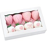 JOHOPACK 50pcs 8x5x2 Inch Cookie Boxes, Bakery Boxes with window Chocolate Covered Strawberries Boxes Treat Boxes for Macaroo
