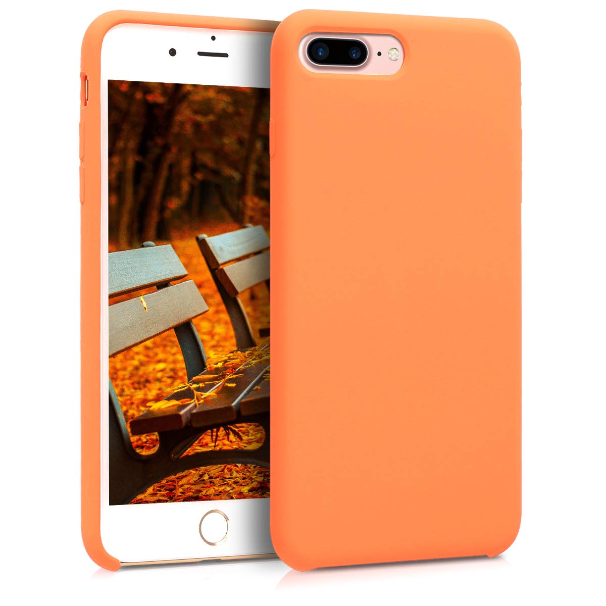 kwmobile Case Compatible with Apple iPhone 7 Plus/iPhone 8 Plus Case - TPU Silicone Phone Cover with Soft Finish - Fruity Orange