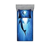 Ambesonne Shark 2 Pack Fitted Sheet & Pillow Sham
