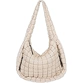 Juoxeepy Quilted Tote Bag Large Carryall Puffer Shoulder Bag Lightweight Padding Hobo Bag