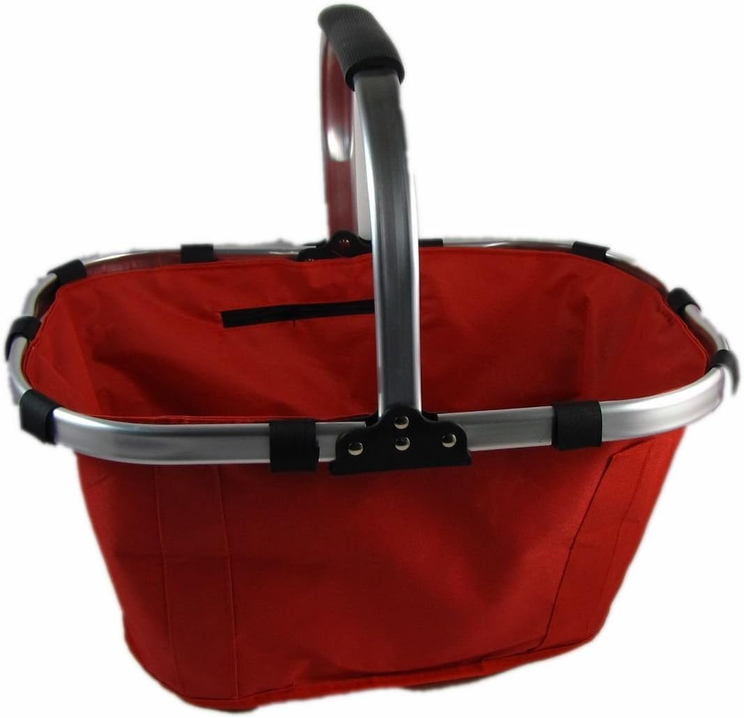 Red Folding Picnic Basket Portable Collapsible Vegetable Tote Basket
