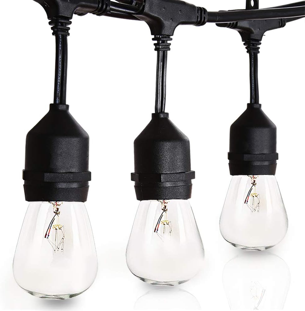 Amico 49FT Outdoor String Lights Commercial Grade Weatherproof Dimmable