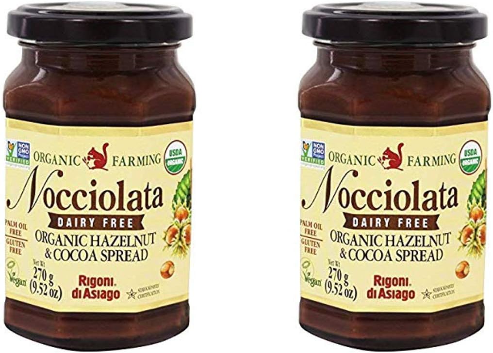 Rigoni Spread Hazelnut and Cocoa Dairy free Organic, 9.52 oz (2 Pack)