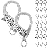 Tofficu 50Pcs Jewelry Hardware Lobster Claw Clasps with Jump Rings 1.18 Inch Silver Gold Plated Connectors for Bracelet Making Necklace DIY Accessories