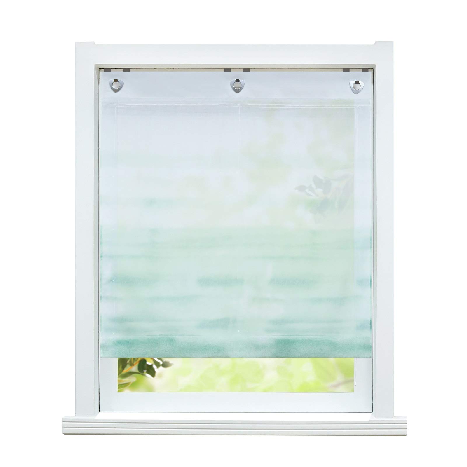 ESLIR Roman Blind, 100x140cm, Green, Polyester, Sheer, Eyelet, 1 Piece