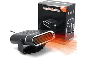 LILITUAN Portable Car Heater and Defroster,12V 150W Fast Heating & Cooling Fan,Plug in Car Heater for Windshield Defogger with 360° Rotary Car Heaters for Vehicle,Car,RV,SUV