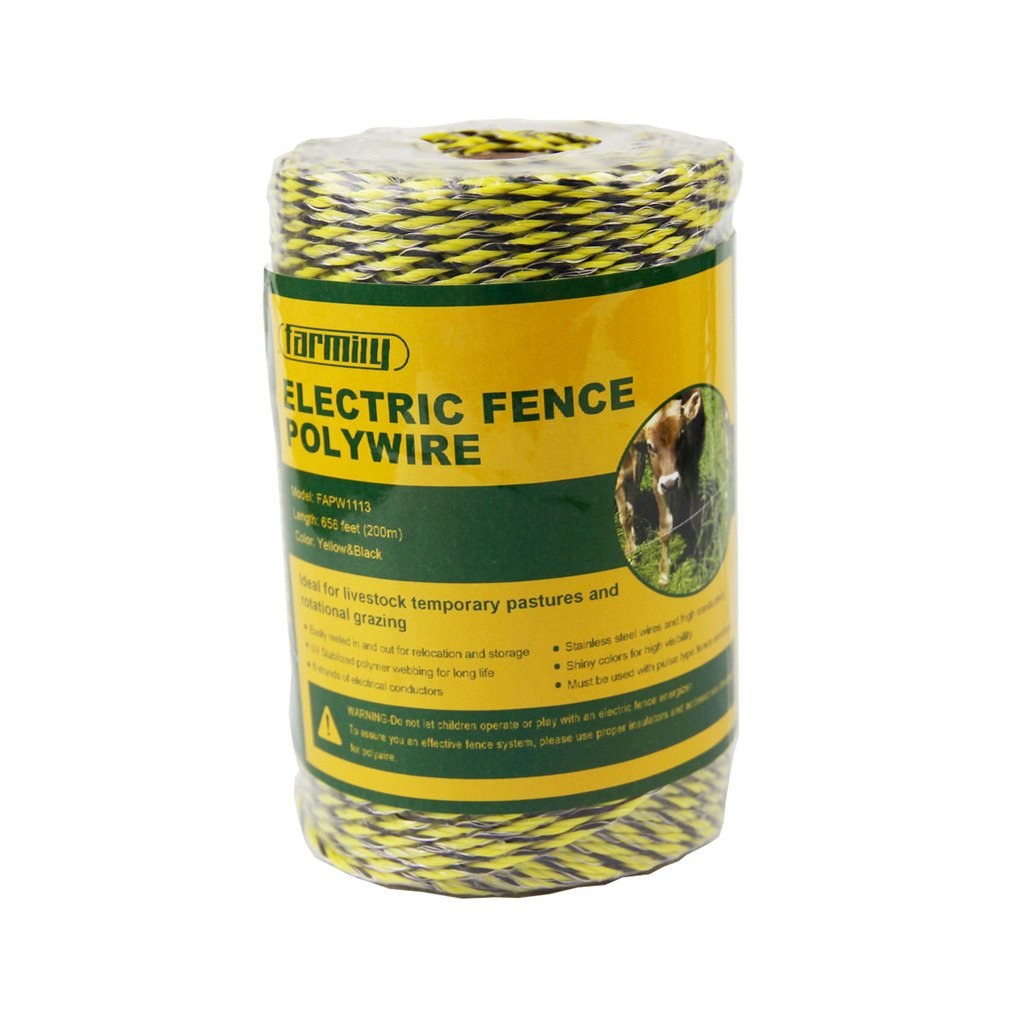 Farmily Portable Electric Fence Polywire, 656 Feet 200 Meter, 6