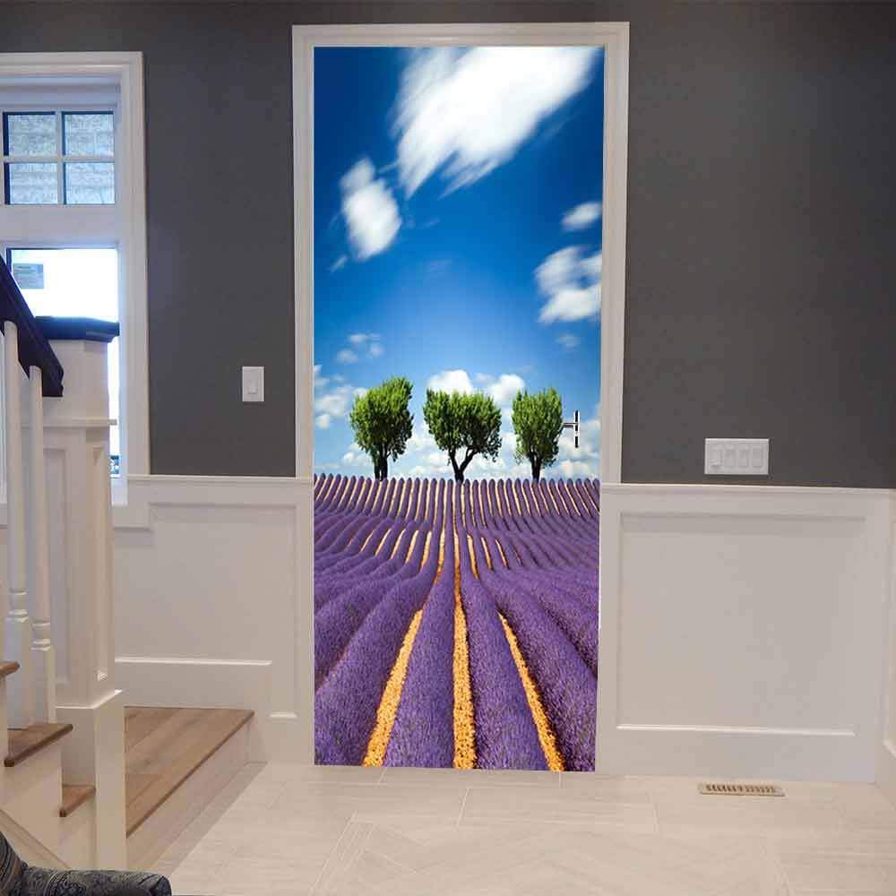 Purple Lavender Blue Sky Landscape 80X200CM 3d Pegatinas de puerta ...