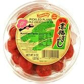 Shirakiku Salted Plums Aka Umeboshi | Japanese Umeboshi for Salad Dressings, Cooked Vegetables, and Sauces | Plum, Salt, Monosodium Glutamate | 8.46oz, 1 Pack