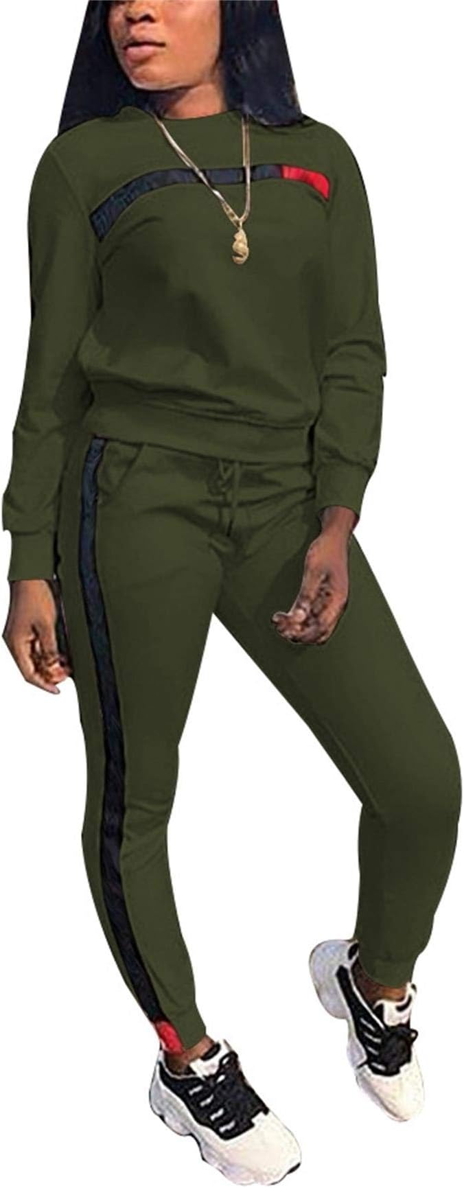 Womens 2 Piece Clubwear Outfit Long Sleeve Shirt Top Long Pants Tracksuit Plus Size