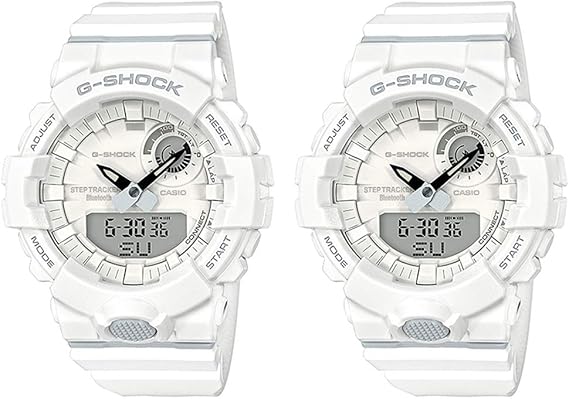Amazon カシオ Casio G Shock Gショック ジーショック ペアウォッチ 同じサイズ 2本セット シェア G Squad ジー スクワッド アナデジ モバイルリンク機能 歩数計 スポーツ ウォーキング ランニング ジョギング 白 ホワイト 海外モデル Gba 800 7agba 800 7a 腕時計
