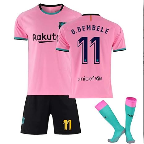 Amazon Co Jp サッカー服 ジャージーキッ 子供サッカーシャツバルセロナサッカーチームサッカーユニフォーム 番号11半袖スーツアダルトユニセックスピンク Color Pink Size Large ホーム キッチン