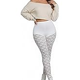 Women's Plus Size Lace Leggings Sheer Floral High Waisted Stretchy Slim Fit Pants Fishnet Tights for Casual & Dressy Outfits