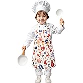 Kovewon Kids Christmas Aprons for Girls Boys Adjustable Toddler Cute Apron with Pockets Child Holiday Xmas Apron for Cooking Baking Cleaning Painting, Gifts for Kids Christmas 3-7 Years