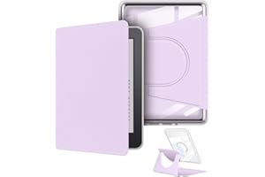 YOUNGME 360 Degree Rotating Case for 6.8" Kindle Paperwhite (11th Generation-2021 Release), Detachable Magnetic Design Protective Adjustable Stand Cover Clear Back with Auto Sleep/Wake, Light Purple