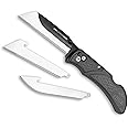 OUTDOOR EDGE 3.0" RAZOR-WORK - RazorSafe Replaceable Blade Folding Utility Knife with Pocket Clip, 3X Cutting Edge, Shaving Sharp (Gray, 3 Blades)