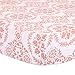Coral Pink Medallion Fitted Crib Sheet - 100% Cotton Floral Damask Baby Girl Nursery and Toddler Bedding