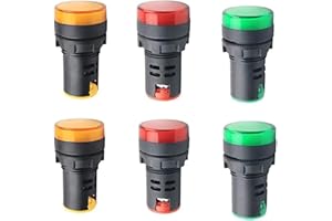 Szliyands 24V 20mA Energy Saving LED Indicator Light Mounting Hole Size 22mm (7/8 Inch) Red Green Yellow 6 Pcs