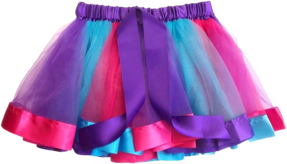KEPATO Rainbow Tutu Skirt Girls Layered Rainbow Tutu Skirt Bow Birthday Party Halloween Cosplay Party