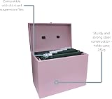 Cathedral A4 Steel File Box with 5 Suspension Files Pastel Pink UK Made view 5