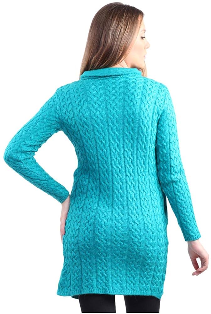 montrex acro wool winter long coat for women, girls (turquoise)