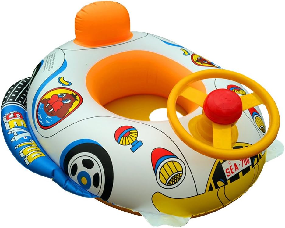 EnjoySweat Inflatable Baby Float Seat Boat Toys with Speaker Swimming Pool Car Boat Upgraded Floating Ring