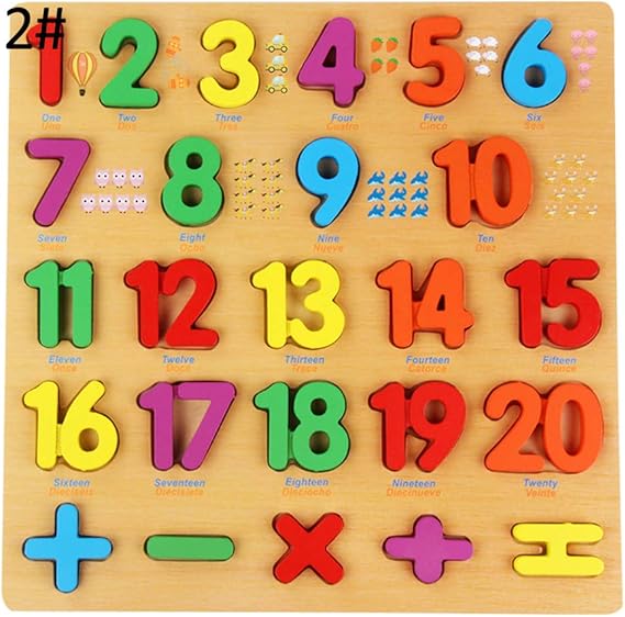 Amazon Co Jp Cookiecoke ギフト用玩具 子供早期教育木製パズル手把握番号アルファベットボードグッズ 2 数字 アルファベット認識 教育 子供用おもちゃ 服 ファッション小物