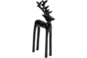 Mind Reader Modern Metal Reindeer Figurine, Sleek Aluminum Winter Holiday Decor, Rustic Contemporary Accent, Black