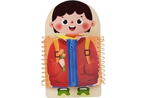 Learn to Dress Boards, Educational Shoe Tying Practice for Kids Learn to Button, Buckle, Zip, Snap, Multilayered Montessori T