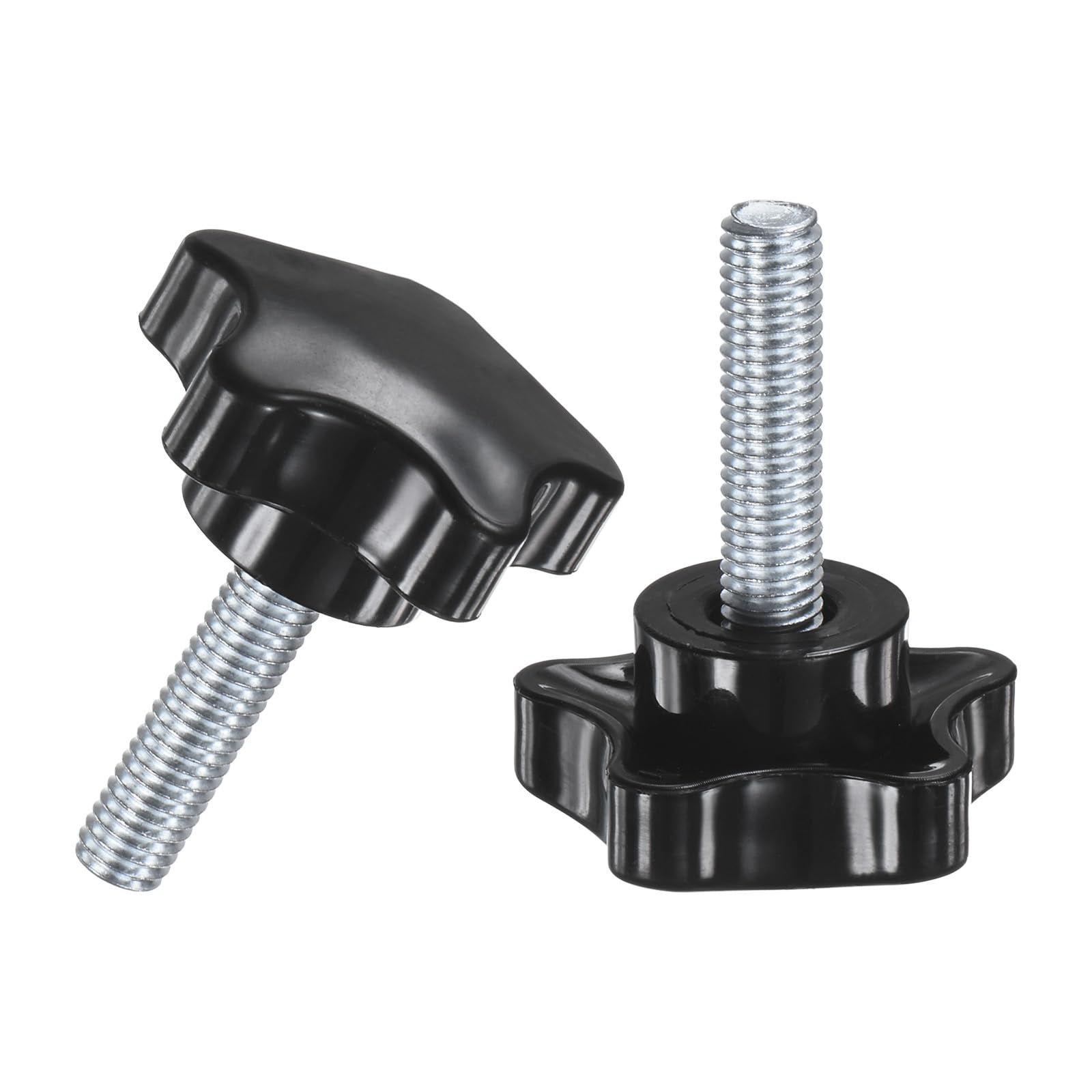 M METERXITY 2-Pack Star Clamping Knobs, M8x30mm Male Thread Hand Tightening Screw for Machinery/Electronic/Furniture/Umbrella Base, Machine Handle Replacement [39mm, Black]