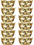 TOODOO 12 Pieces Half Mardi Gras Masquerade Mask Venetian Masks Set for Carnival Prom Ball Fancy Dress Party Supplies (Style 2)