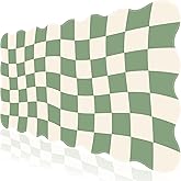 L-SPOUTTO Green Mouse Pad,Geometric Desk Mat XXL Large Scalloped Gaming Mousepad,35.4x15.7in Non-Slip Rubber Base Keyboard Pad Waterproof Desktop Mat for Laptop Computer Game Home Office-Checkered