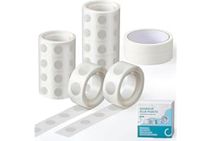 VITEVER 1200 Pieces Adhesive Glue Dots with 131ft Wall Protection Tapes, Protect Your Walls, Removable Double-sided Glue Tapes for Wall Balloon Decoration, Sticky Point Tapes for Crafts, Party, Birthday
