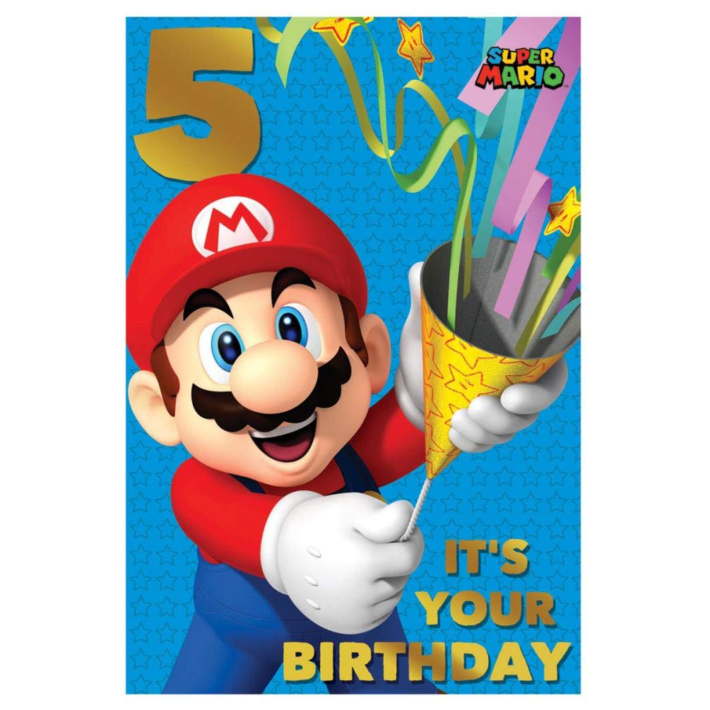 Cartes Et Papier Cartonne Carte Danniversaire 5 Ans Super Mario Fournitures De Bureau Cmjudyta Pl