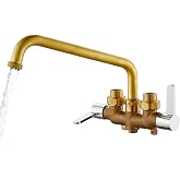 Aolemi Laundry Utility Sink Faucet,Wall Mount,9 Inch Spout,Chrome and Brass | Laundry Tub Faucet,NPT3/4 Threaded End,3 Inch Center,2-Handle