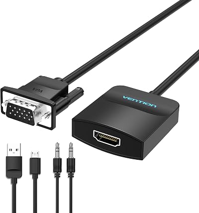VENTION VGA to HDMI Adapter Converter 1080P Audio Cable 0.5m for Monitor Laptop