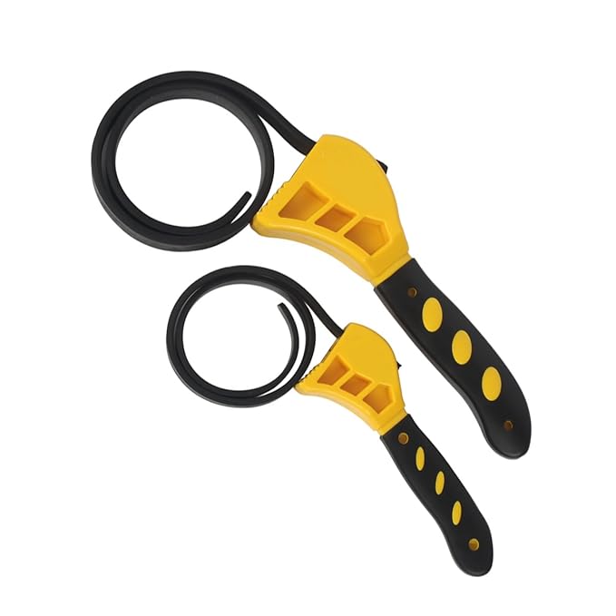 2 pcs Adjustable Strap Wrench Set Rubber Hand Held Lid