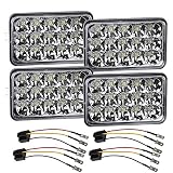 Dot Approved 4x6 Inch LED Headlights Hi/Lo Sealed Beam Replace Projector Rectangular H4651 H4652 H4656 H6545 Headlamp Peterbil KW Kenworth Freightinger Ford Probe Chevy Oldsmobile Cutlass 4PCS
