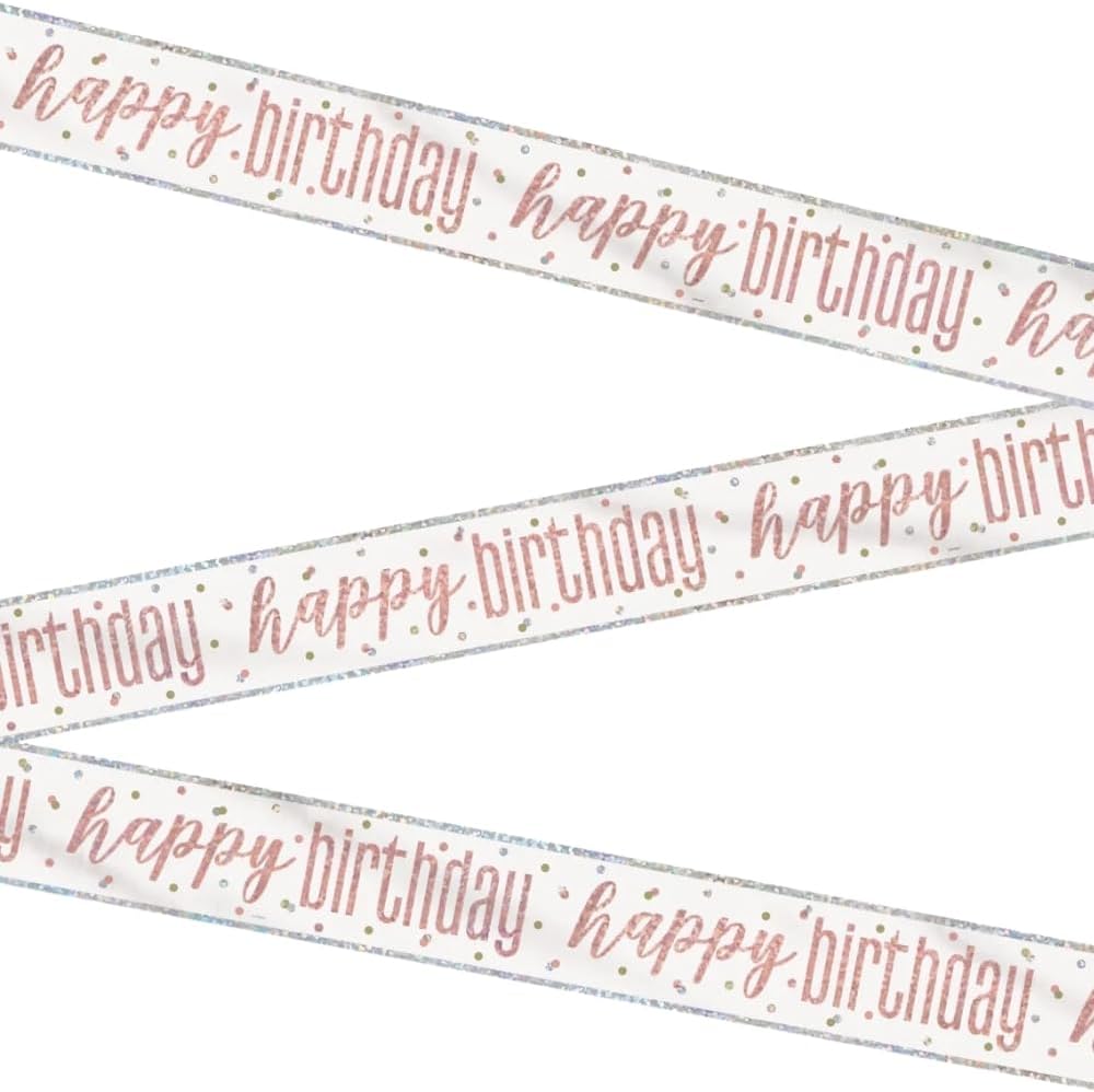 Unique Party Rose Gold Happy Birthday Glitz Foil Banner 1 Pc