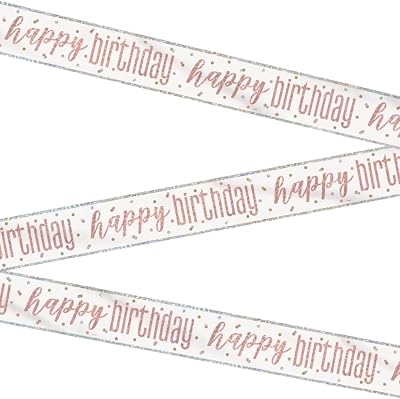 Unique Party Rose Gold Happy Birthday Glitz Foil Banner 1 Pc