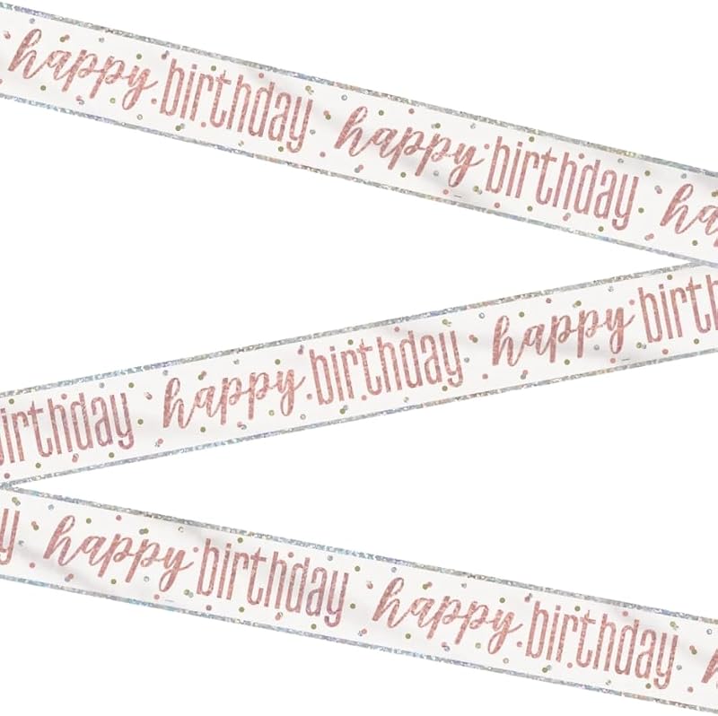 Unique Party Rose Gold Happy Birthday Glitz Foil Banner 1 Pc
