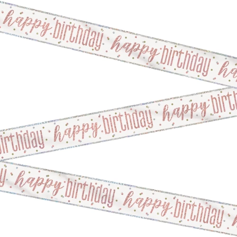 Rose Gold Happy Birthday Glitz Foil Banner - Perfect for Chic & Memorable Parties - 1 Pc