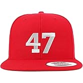 Trendy Apparel Shop Number 47 White Thread Embroidered Flat Bill Snapback Baseball Cap