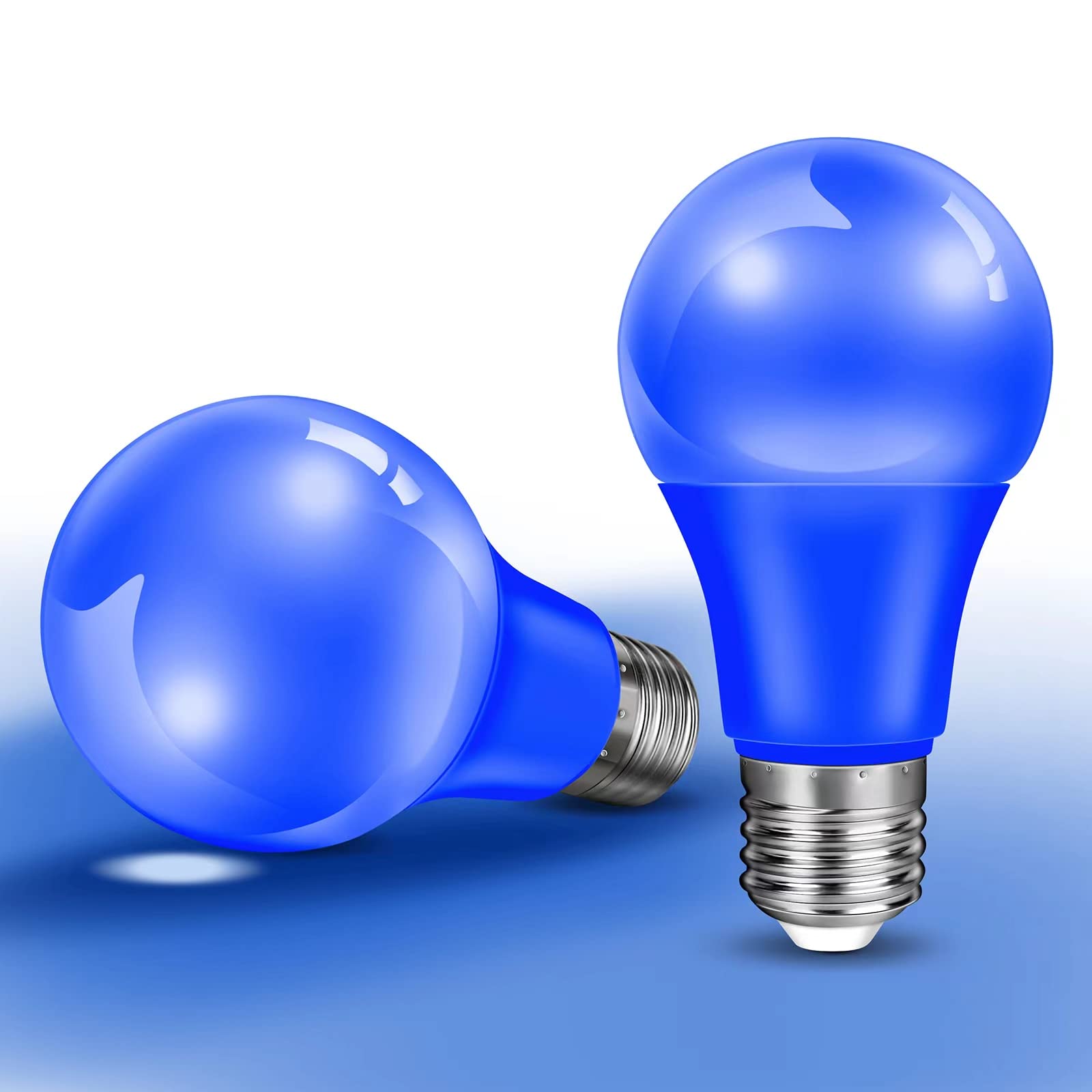 Photo 1 of 2-Pack Blue Light Bulb, 9W (60W Equivalent) LED Colored Light Bulb E26 Base for Christmas Halloween Home Holiday Lighting Party Wedding Bar Mood Decor