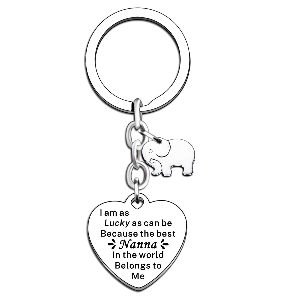 JMIMO Nanna Keyring Nanna Gifts from Granddaughter Grandson Grandchildren Auspicious Elephant Gifts for Nanna Nan Nana
