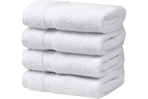 SOFE HOME AND LIVING SOFE H&L | Olea Towel Set | 100% Cotton Premium Turkish Towels for Bathroom | Soft, Absorbent, Durable (White, Set of 4 - Washcloth)